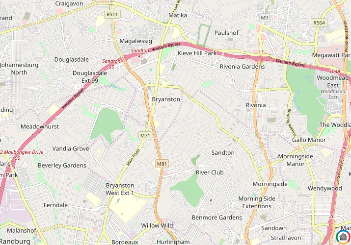 Map location of Sandton